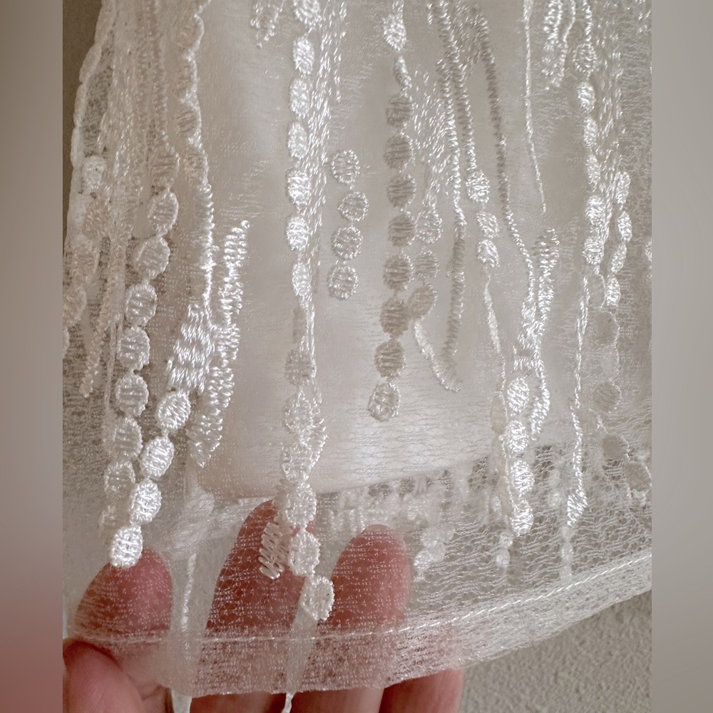 A5 #264 Dancing in a Dream White Fringe Lace-Up Two-Piece Mini Dress size medium - Picture 8 of 13
